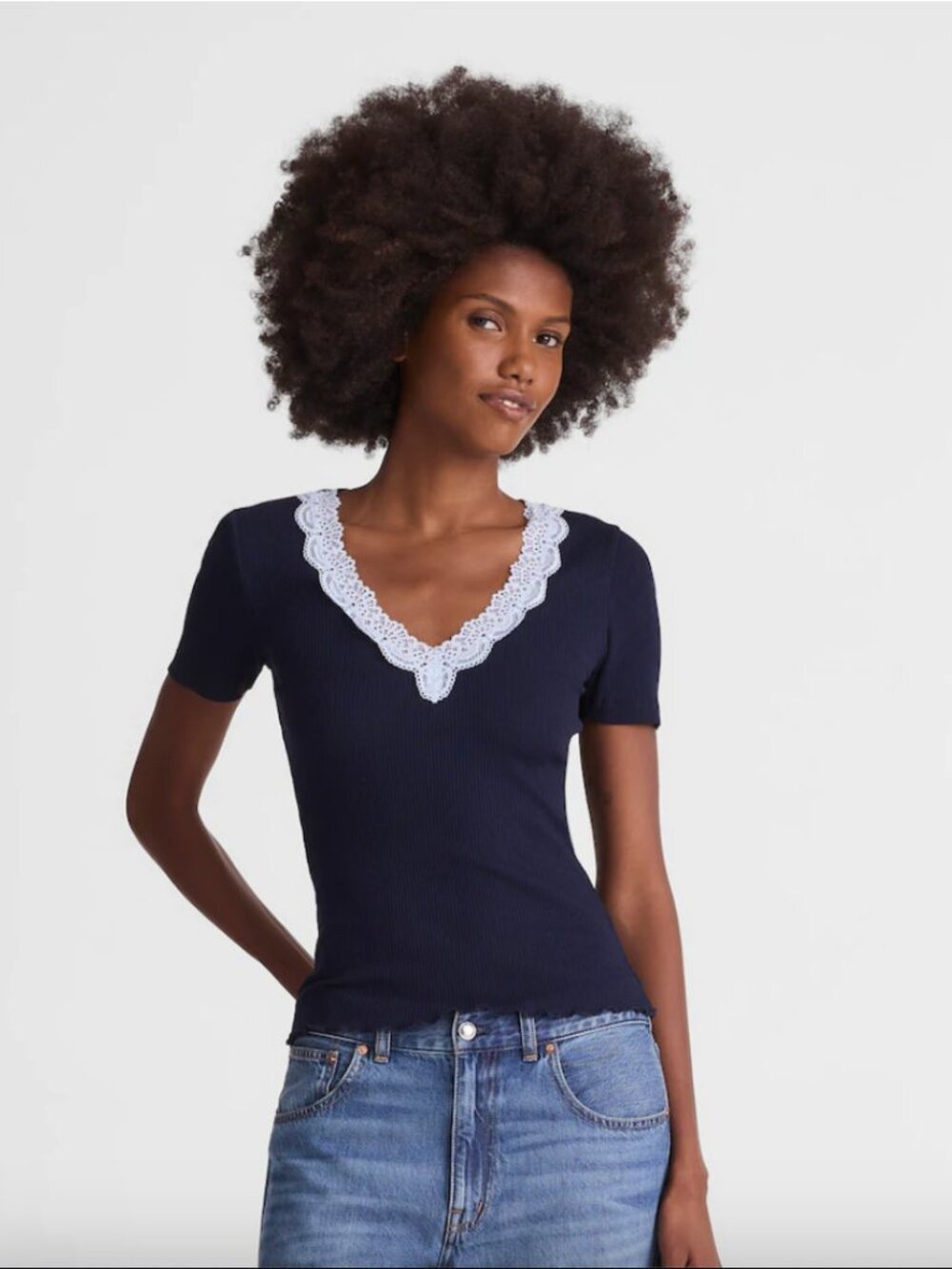 NWT Madewell Lace Trip V-Neck Top